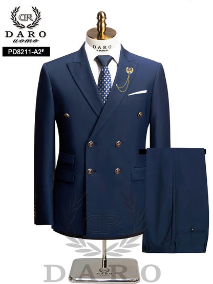 DAROuomo 2025  Men Suit Slim Fit Formal Business Work Wear Suits 2Pcs Set (Jacket+Pants)DR8211