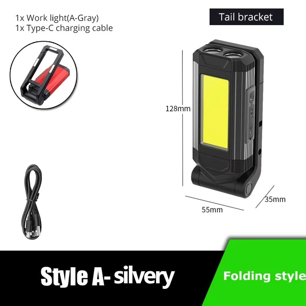 Multifunctional LED Flashlight with COB Strong Light Portable Camping Lamp Tail Magnet Waterproof Adjustable Outdoor Lantern