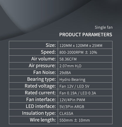 TEUCER DL-2 ARGB PC Fan 3-in-1 Case Fan Compatible with 240 360 Water Cooling Radiator Wireless Cooling Fan Kit