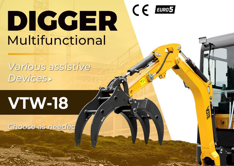 Mini Escavadeira 1 Ton Motor Kubota EURO 5 China Barato 2 Ton Escavadeira de Esteira 1.8 Ton para uso doméstico Escavadeira agrícola de 3 Ton para venda personalizada