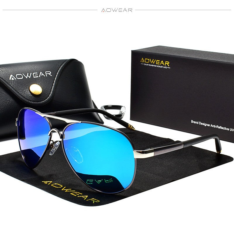 Óculos de Sol Masculino AOWEAR de Aviador Polarizado Espelhado Para Homem HD Dirigir Piloto Óculos de Sol lunettes de soleil homme