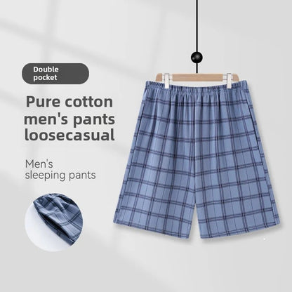 Summer Men's Loose Fit Short Pants Thin Cotton Sporty Comfortable Five-Point Home Leisure Pants Outerwear Big Size Sleepwear