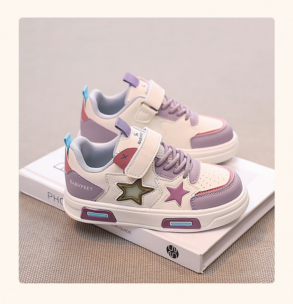 PU Leather Sport Shoes For Children 2025 Trend Fashion Teenager Girl's Sneakers Anti-slippery Kid's Tennis Shoes Running Shoes