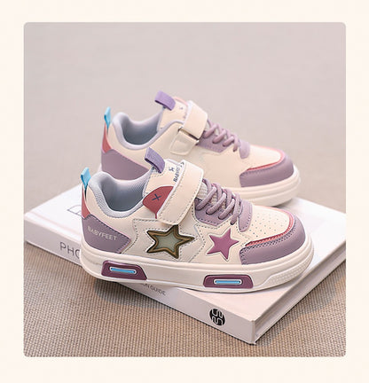 PU Leather Sport Shoes For Children 2025 Trend Fashion Teenager Girl's Sneakers Anti-slippery Kid's Tennis Shoes Running Shoes