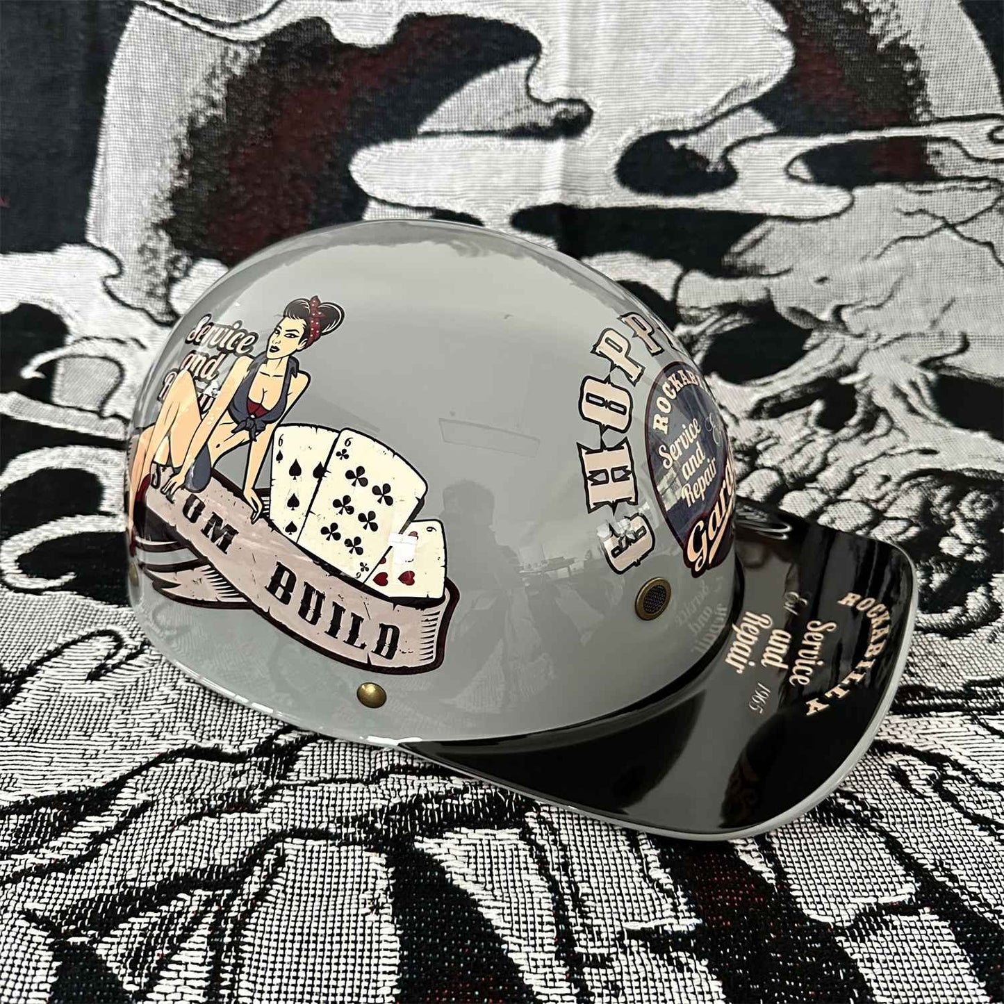 Capacete de beisebol Moto Retro Capacete de motocicleta Capacete de scooter Masculino e feminino Capacete de meio capacete de moda ao ar livre