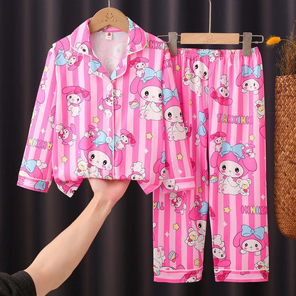 Lovely Melody Children Pajama Sets Cartoon Print Loose Soft Kids Sleepwear Suit Breathable Comfortable Nightdress Autumn Winter