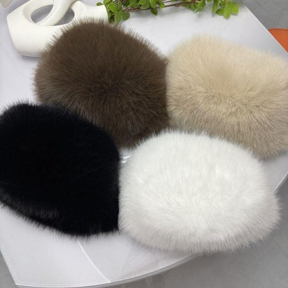 Chapéu de Inverno Feminino de Pele Fofa, Gorro de Esqui para Neve, Chapéu Feminino de Pele Sintética Grossa Quente à Prova de Vento, Chapéu Russo de Visom para Pescador
