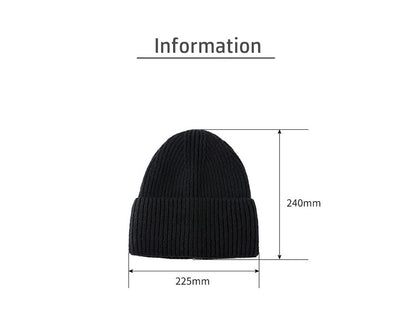 Pure Wool Beanies Knitted Cap Women Men Knitted Hat Casual Bonnets Soild Colour Autumn Winter