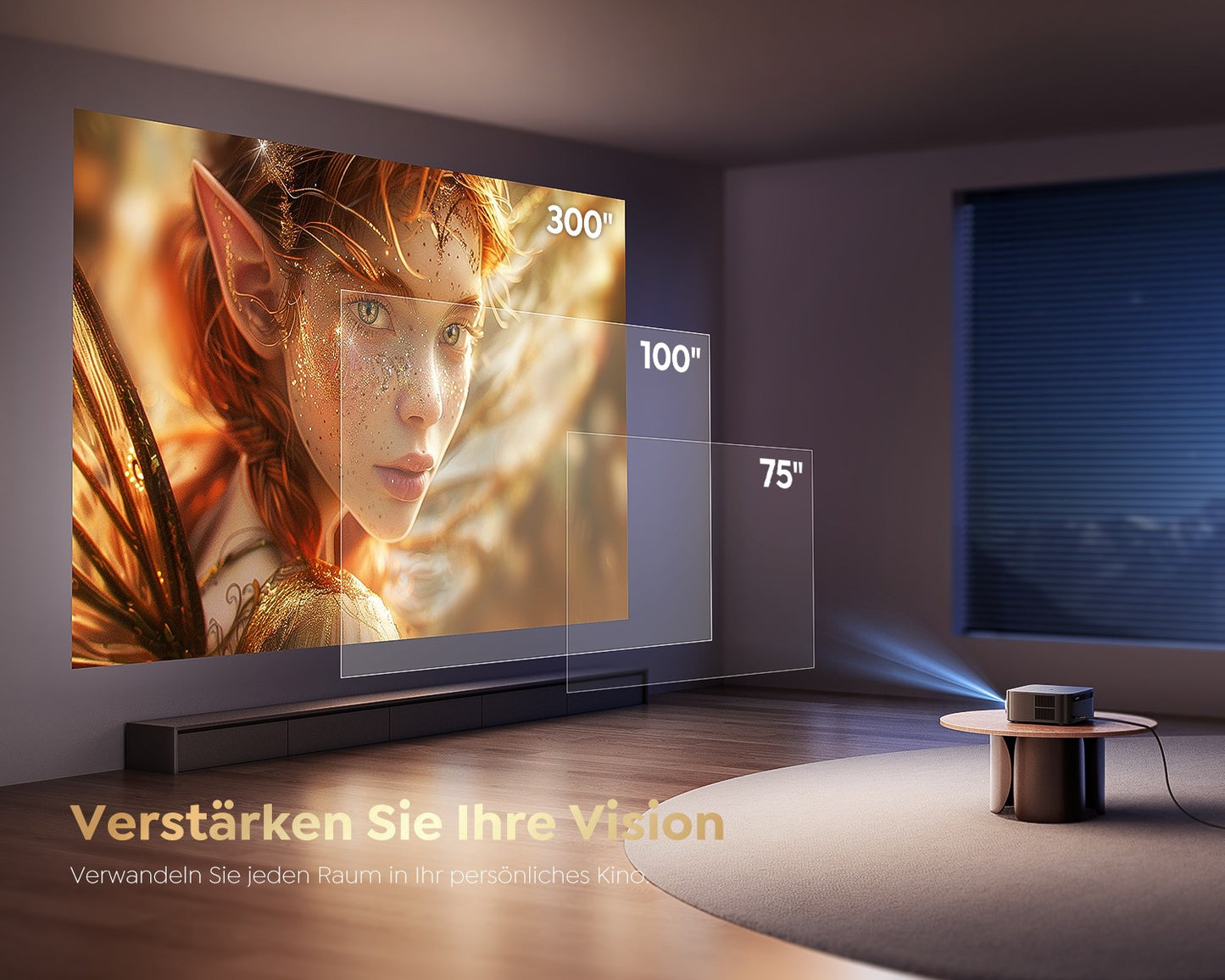 Projetor FHD 1080P Bluetooth WiFi Netflix Oficial e Foco Automático AI 1500 ANSI 30000 lúmens Suporte a 4K com Foco Automático