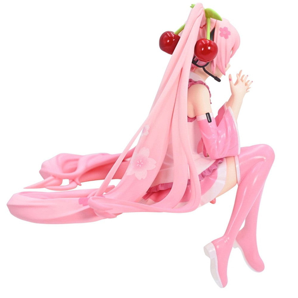 Boneca Anime Hatsune Miku em Vestido Rosa, action figure, brinquedo, PVC rosa cereja, decoração de cerejeira, presentes colecionáveis