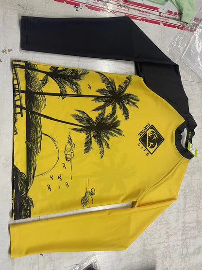 New Men's Long Sleeve Surfing Life Shirt Beach Sun Screen Surf Sweatshirt Rashguard UV Protection Swimwear UPF Gym Clothes