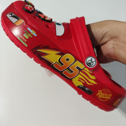 Desenho Animado Disney Pixar Relâmpago McQueen Chinelos Buraco Sólidos Impermeáveis Chinelos Ajustáveis Sandálias para Exterior Respiráveis Sapatos de EVA Presente