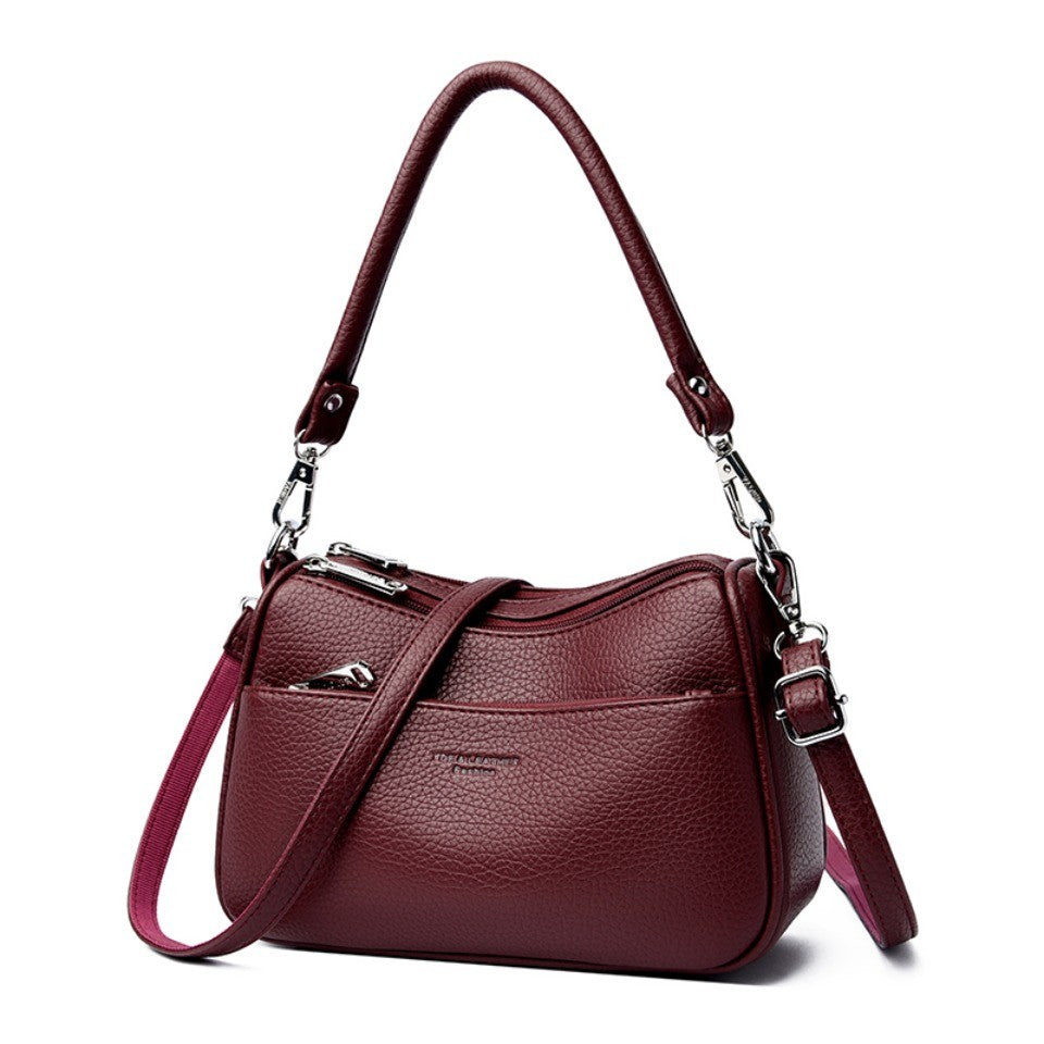 Genuine Brand Top Quality Soft Pu Leather Shoulder Crossbody Bags for Women 2026 Designer Handbag 2 Layers Hand Messenger Bag