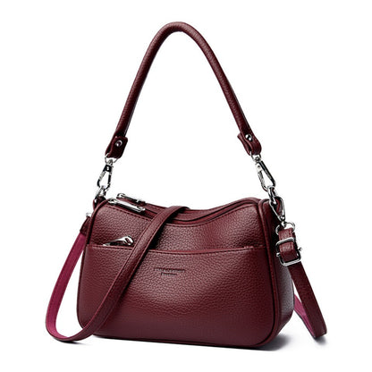 Genuine Brand Top Quality Soft Pu Leather Shoulder Crossbody Bags for Women 2026 Designer Handbag 2 Layers Hand Messenger Bag