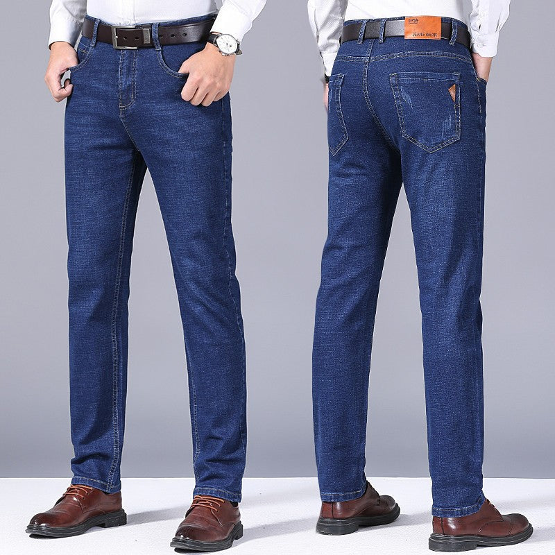 Men's Soft Straight Denim Pants 2025 Autumn Classic Business Black Biker Jeans Overalls Masculino Pantalone Hombre Mannen Homme