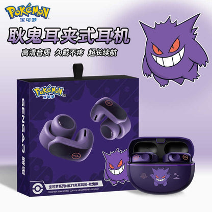 Fone de ouvido sem fio Bluetooth original Pkm Gengar Anime Tipo clipe de orelha Fones de ouvido esportivos estéreo para jogos Alta resistência Presentes da moda