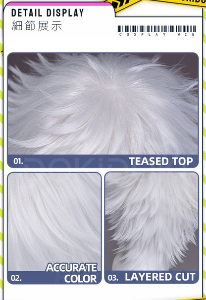 ?Ready For Ship?Qifrey Cosplay Wig Anime Witch Hat Atelier DokiDoki Men White Hair Qifrey Cosplay HalloweenHair Free Wig Cap