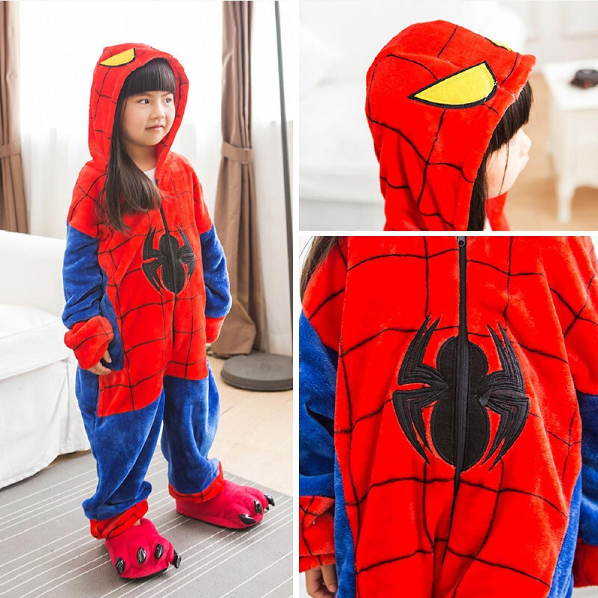 Pijama Macacão de Aranha para Adultos de Pelúcia Inverno Fleece Traje de Super-Herói Legal Presente de Aniversário e Natal