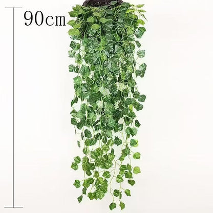 2.1M Green Ivy Leaf Hanging Vine Artificial Garland Silk Wall Plant Home Garden Decoration Wedding Party DIY Fake Wreath Leaves