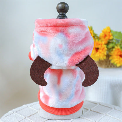 Roupinha de Fleece Super Macio para Animais de Estimação Cachorrinho Outono Inverno Pelúcia Quente Macacão para Cães Quatro Patas Dinossauro Unicórnio Cosplay Roupa para Gatos