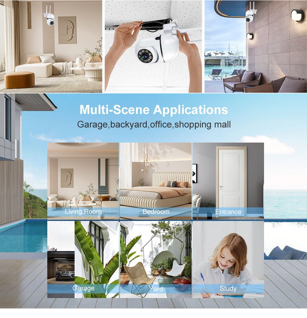 8MP Wireless Security Survillance PTZ Camera Wifi IP Outdoor 4X Zoom Cameras AI Human Tracking Two-way Audio HD Night Color Cam