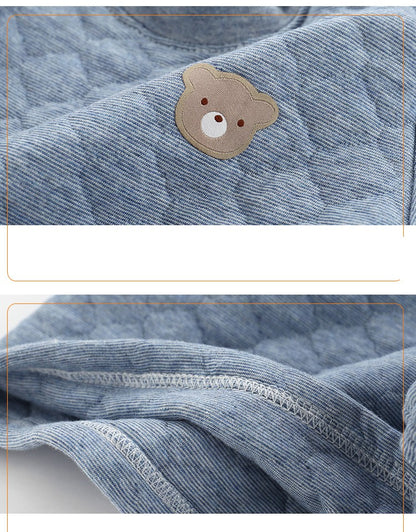 Pijama de Inverno Infantil para Bebês e Crianças, Roupa Térmica, Conjunto de Camadas, Algodão Grosso, Para Meninos e Meninas, Conjunto de Roupa de Dormir