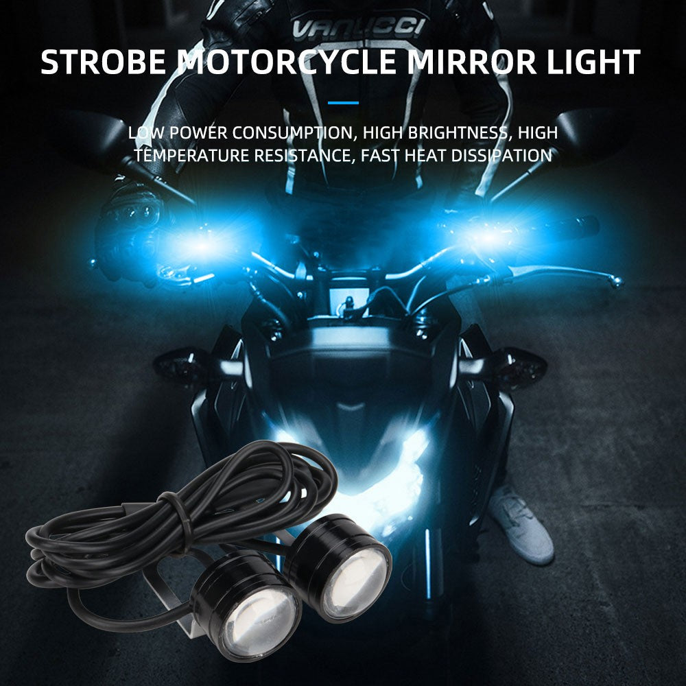 1 Par Moto Flash Estroboscópico Olho de Águia Luz Diurna Moto Lâmpada de Nevoeiro Farol Acessórios para Moto