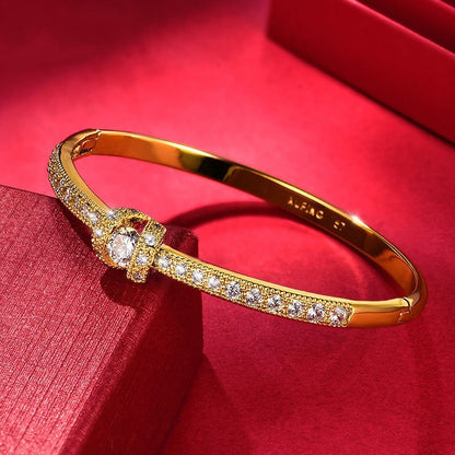 Pulseira de ouro AU999 com fechos de diamante, pulseira feminina simples e leve AU750, joia de ouro 24K verdadeiro