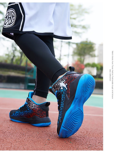 Children‘s Basketball Shoes Non-slip Breathable Basketball Training Sneakers Lace-up Boys Girls Basketball Boots Athletic Shoes
