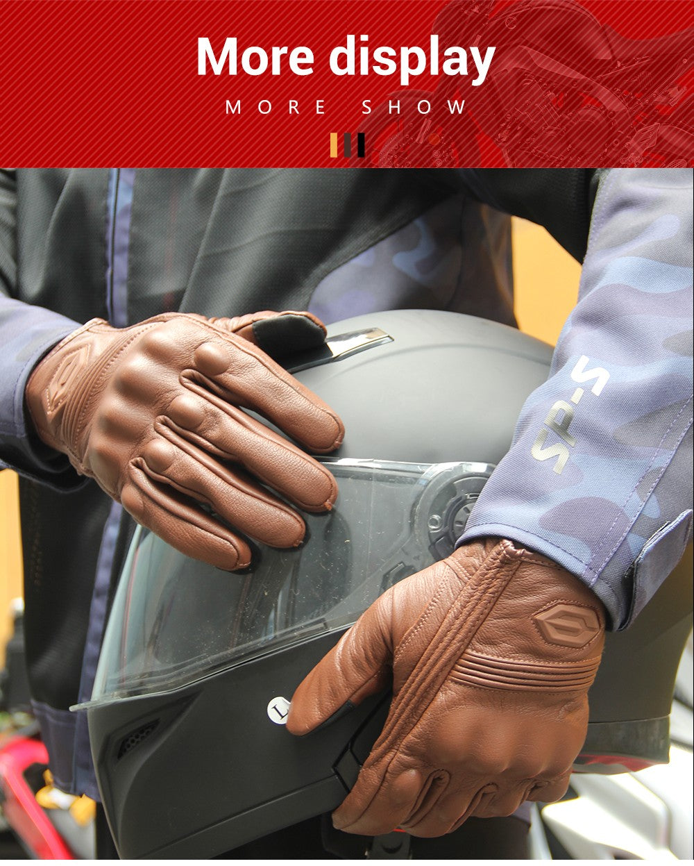 Luvas de Moto de Couro à Prova de Vento Quentes de Inverno Masculinas Antiderrapantes Luvas de Motocross com Tela Sensível ao Toque Luvas de Moto