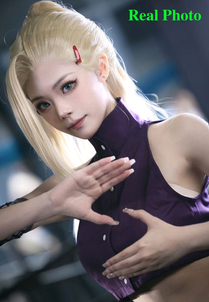 HOKAGE NINJA Yamanaka Ino Cosplay Wig Synthetic Long Straight Wig With Clip Ponytail Anime Coser Cute Girl High Quality Wig