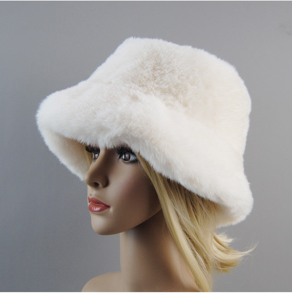 Hot Fashion Fake Rabbit Fur Hats Super Soft Women Winter Hat Cotton Lining Warm Russian Fashion Ski Beanies Plush Solid Color