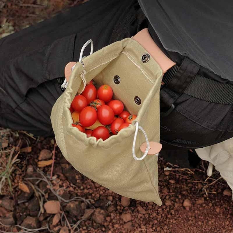 Multipurpose Collapsible Canvas Foraging Bag Berry Mushroom Picker Drawstring for Camping Hiking Beachcombing Outdoor Gear
