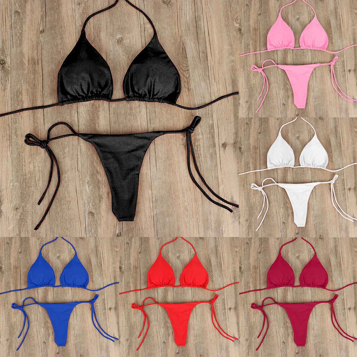 Women's Summer Swimsuit Sexy Bikini Set Push-up Padded Bra Thong Two Pieces Swimwear Beachwear Bathing Suit Female Sexy Swimsuit
