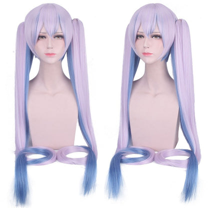 Peruca Cosplay Mi Ku de 28 Cores Longa Resistente ao Calor Cabelo Sintético com Rabos de Cavalo com Clipes Perucas para Festa de Halloween + Touca de Peruca Snow Mi Ku