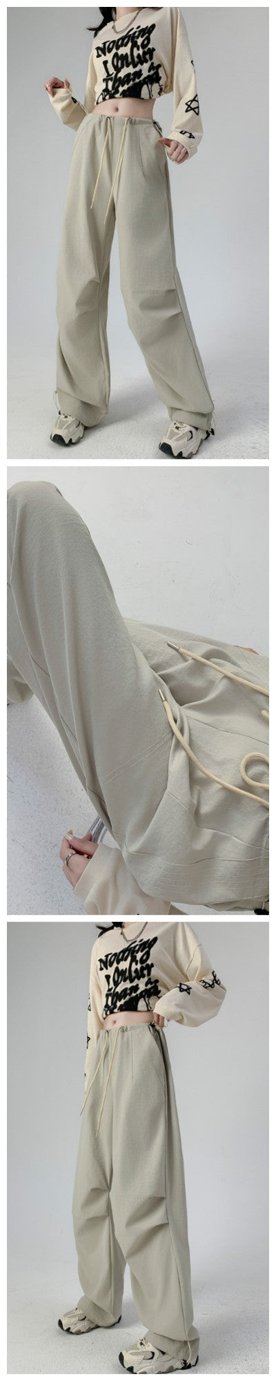 Women's Retro Cargo Pants High Waisted Straight Leg Joggers Casual Sporty Sweatpants for Streetwear