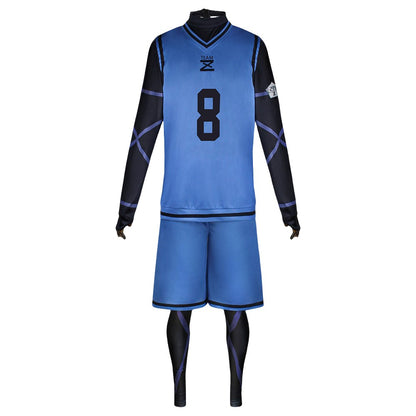 Anime Bachira Meguru Cosplay Costume Football Jersey Sportswear Blue Uniform Bodysuit Halloween Christmas Party Outfit