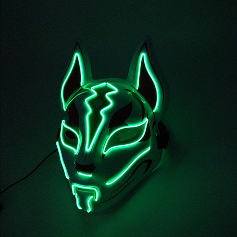 Cool Neon Light up Fox Mask Men Luminous Disguise Masks Glow in the Dark Cosplay Costume Trick or Treat Decoration