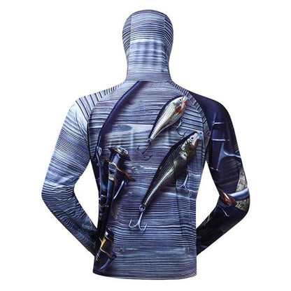 Moletom Profissional de Pesca com Máscara Anti-UV Protetor Solar Roupas de Proteção Solar Camisa de Pesca Respirável Secagem Rápida Camisa de Pesca