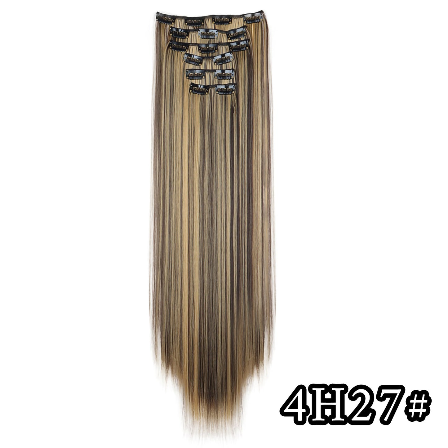 Apliques de Cabelo Natural de 24 Polegadas Cabelo Sintético para Mulheres Kit de Fios de Cabelo 16 Tic-Tacs em 6 Peças Apliques Mechas de Cabelo
