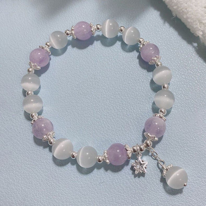 Nova pulseira de cristal com contas simples para mulheres meninas coreanas ins flor raposa pena borla pulseiras melhores amigas joias presentes 2024