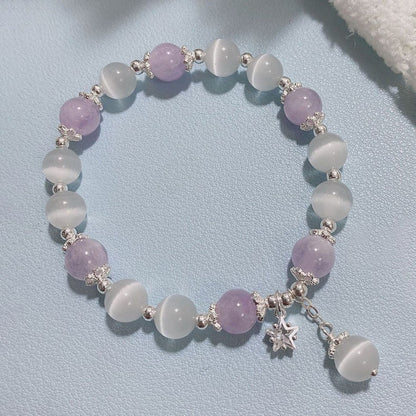 Nova pulseira de cristal com contas simples para mulheres meninas coreanas ins flor raposa pena borla pulseiras melhores amigas joias presentes 2024