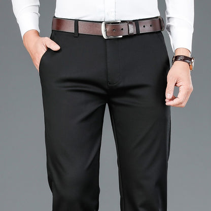 2023 Primavera Novas Calças Casuais Masculinas de Fibra de Bambu Estilo Clássico Negócios Moda Calças Cáqui Elásticas de Algodão Roupa Masculina de Marca