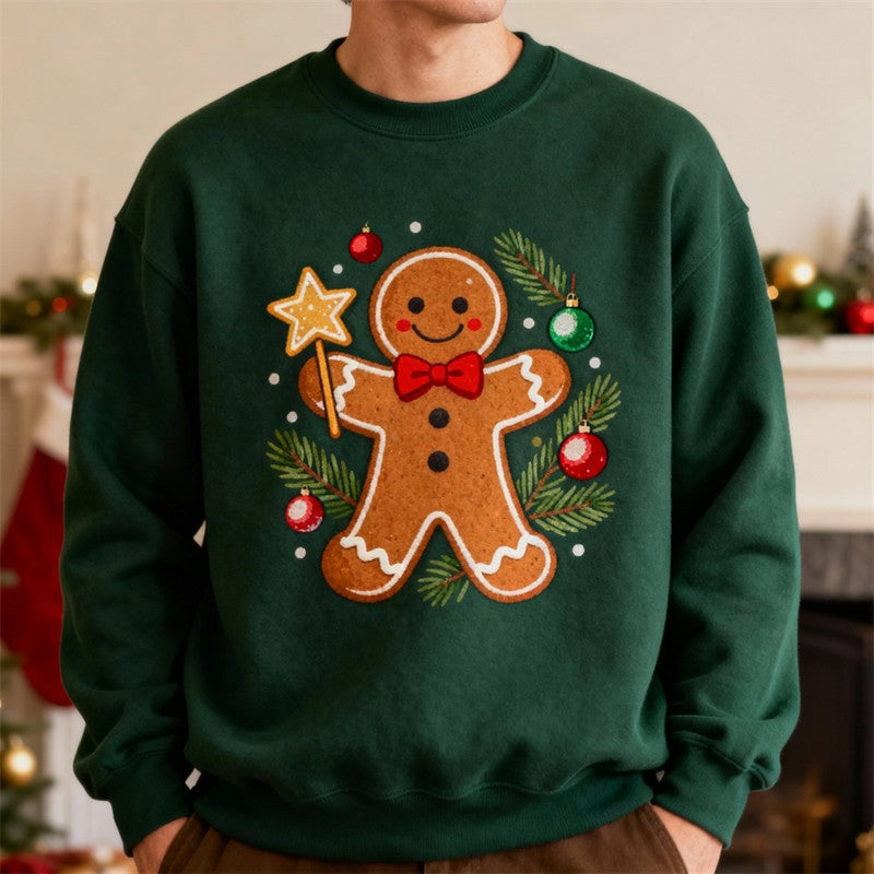 2026 New Gingerbread Man Graphic Ugly Christmas Sweater Fashion Long Sleeve 3D Printed Xmas Sweatshirts Casual Holiday Pullovers