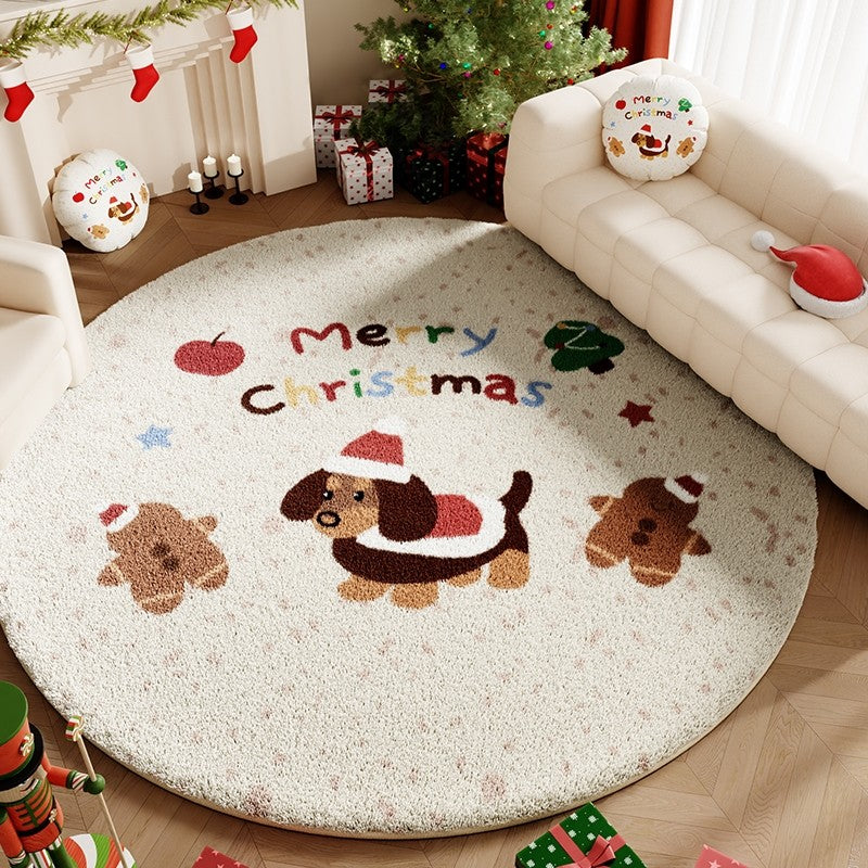 VIKAMA Luxurious Christmas Eve Flannel Floor Mat For Living Room Sofa Carpet Anti-Slip And Stain-Resistant Home Decoration