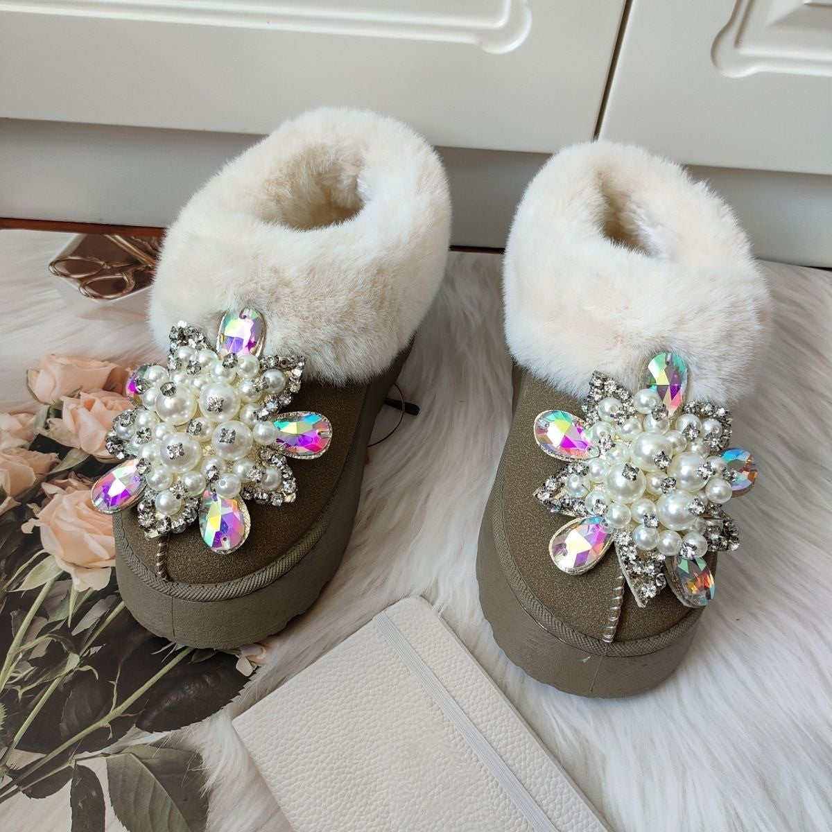 Winter Boots Women's Snow Boots Low-top Warm Shoes  Women's Winter Short Boots Super Mini Outer Wear Non-slip Handmade 36-41