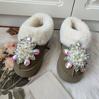 Winter Boots Women's Snow Boots Low-top Warm Shoes  Women's Winter Short Boots Super Mini Outer Wear Non-slip Handmade 36-41