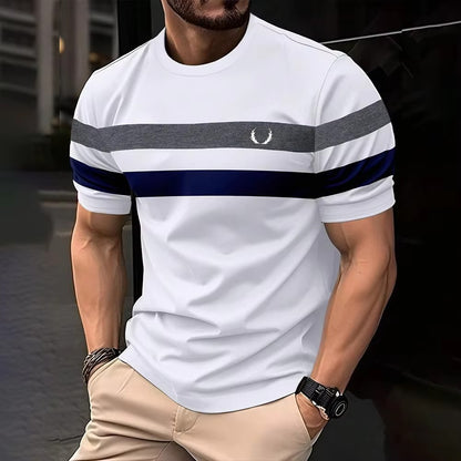 Summer Men's Clothing Casual O-Neck Loose Tops Funny 3D Striped Print Short Sleeve Fashion Breathable Streetwear Simple Pullover