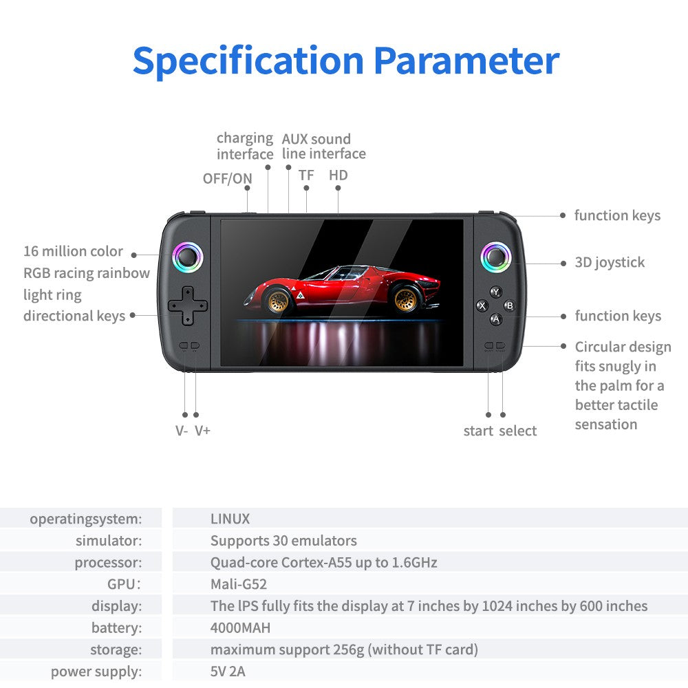 M27 Portable Pocket Retro Handheld Video Game Console 1024*600 Display 7.0 Inch Screen Gaming ?Support LINUX Emelec 64G/128G
