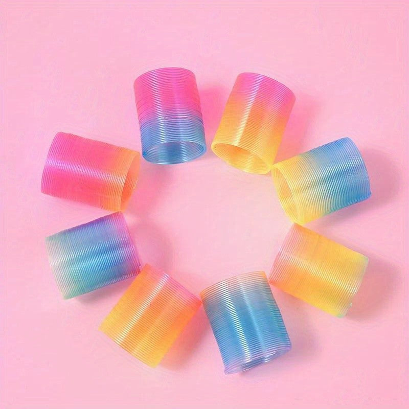 12/60PCS Rainbow Magic Springs Circle Toys Kids Birthday Party Favors Guests Giveaway Small Gifts   Pinata Fillers Flexible Toy